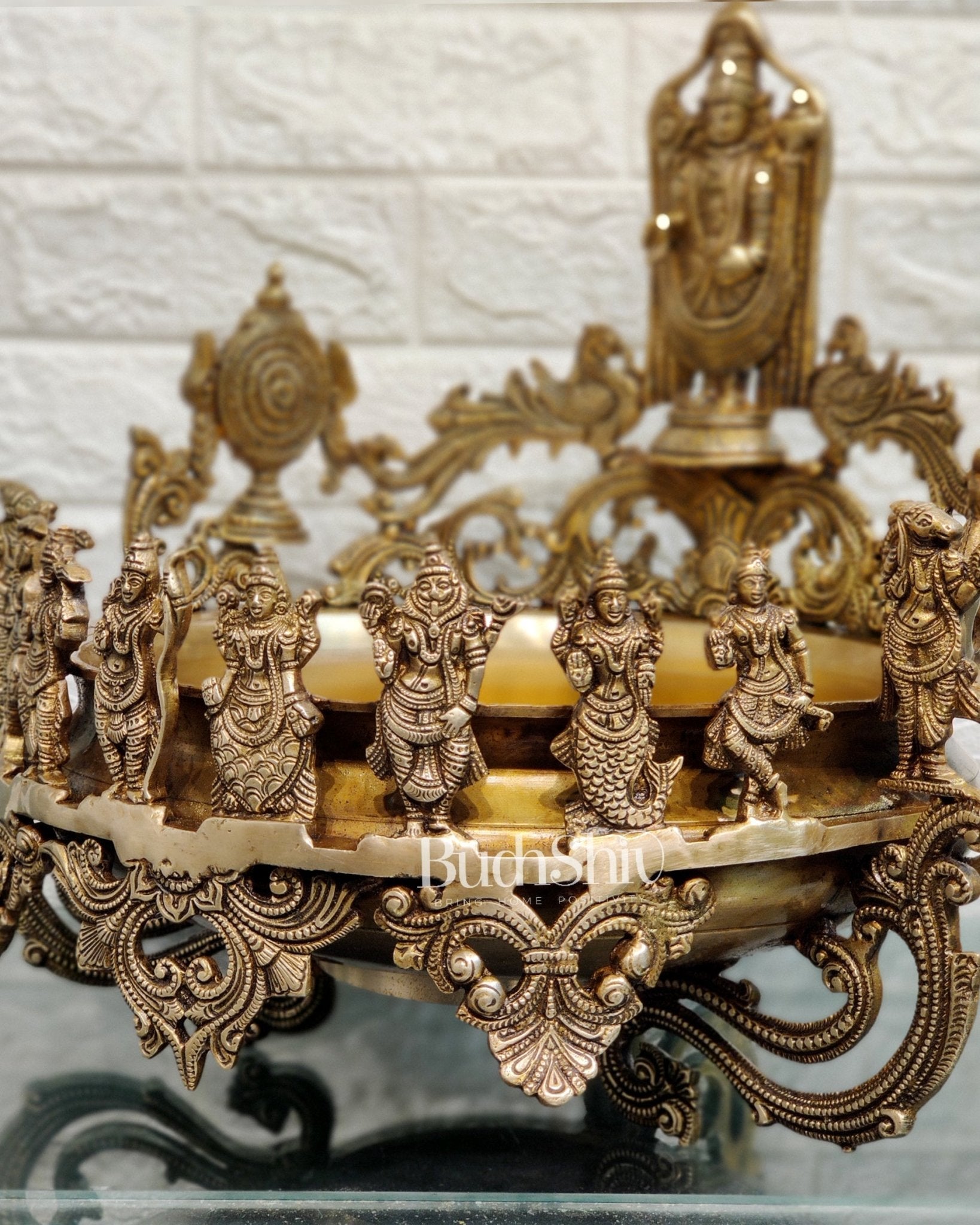 Dashavatar Pure Brass Urli large