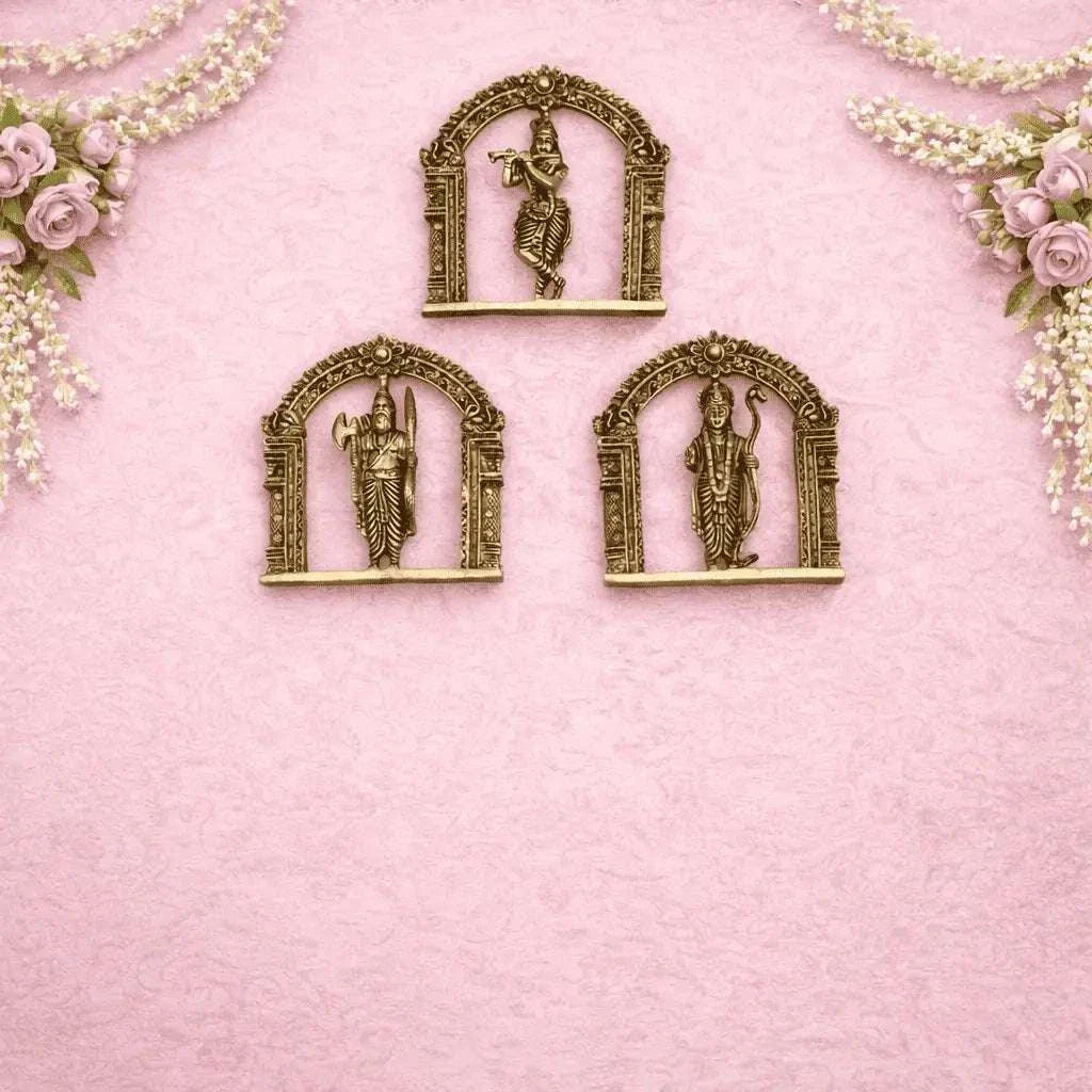 Brass Dashavatara Wall Hanging Plates Set (6 Inch)