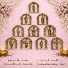 Brass Dashavatara Wall Hanging Plates Set (6 Inch)