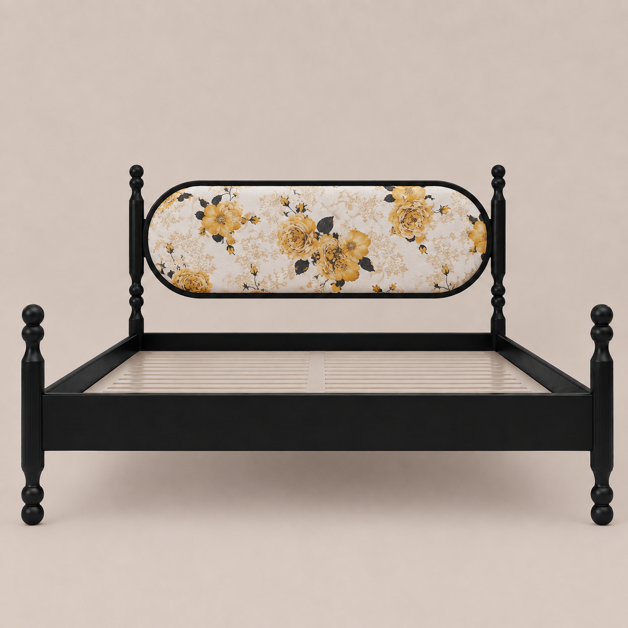 Kingsley Solid Wood Bed with Upholstered Headboard