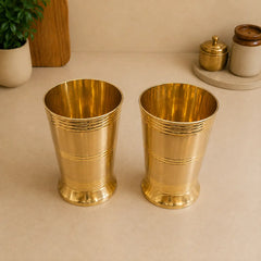 Brass Hand Carved Glass Pair