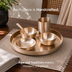 36-Piece Kansa Dinner Set • Serves 6 • Antique Matte Finish • 100% Lead Free (कांसे का डिनर सेट) | Total Weight: ~9 kg