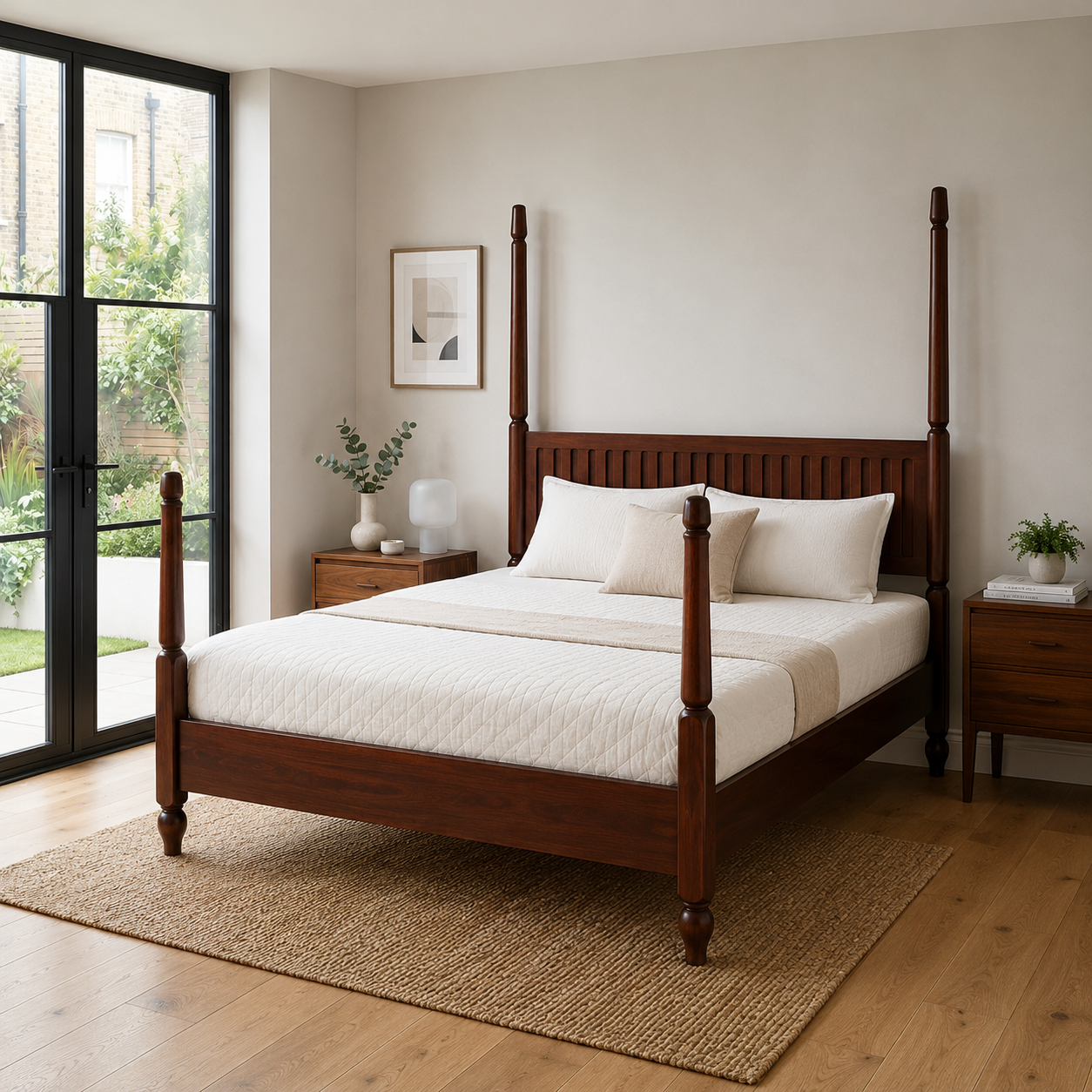 Victorian Style Solid Sheesham Wood Four Poster Bed