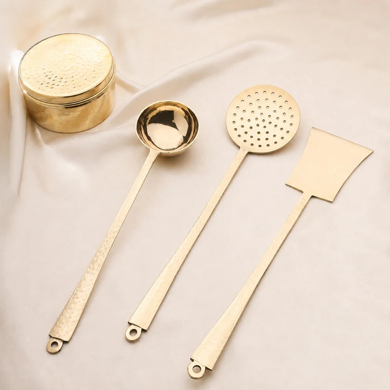 Brass Kitchen Ladles Set  (15.5 Inch)