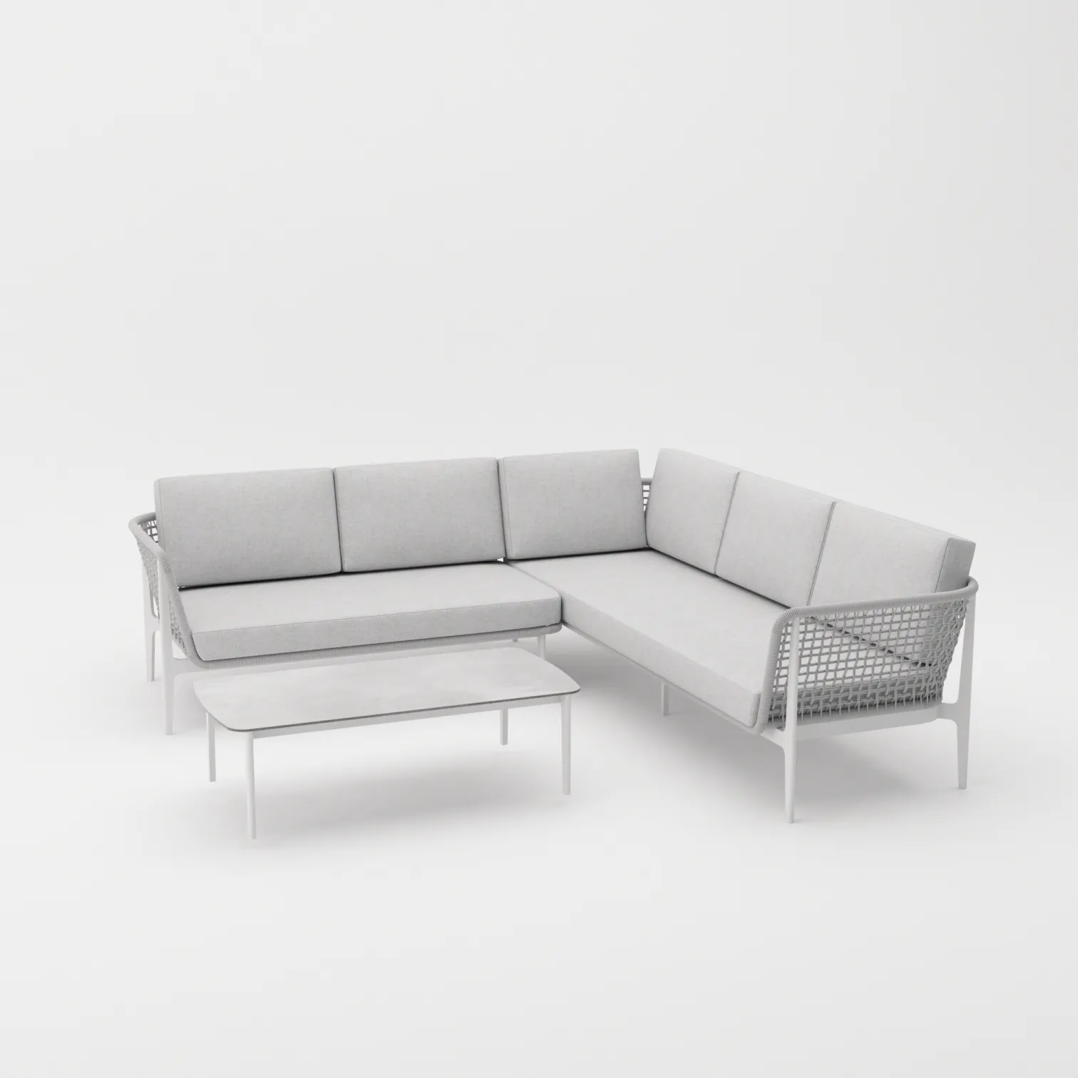 Colten Outdoor Garden Balcony Sofa Set  5 Seater and 1 Center Table Set, Braided & Rope (Grey)