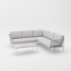 Colten Outdoor Garden Balcony Sofa Set  5 Seater and 1 Center Table Set, Braided & Rope (Grey)