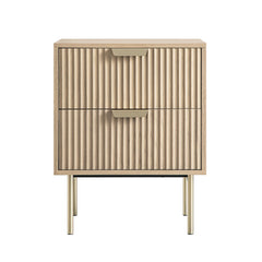 Velin Ridged 2 Drawer Bedside Table