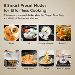 Prestige Swish Induction Cooktop V4 + Prestige TRIPLY Splendid 4 Pc Cookware Set: Fry Pan 22cm, Kadai 22cm, Saucepan 14cm, SS Lid 24cm, Gas & Induction Compatible, 15Y Warranty