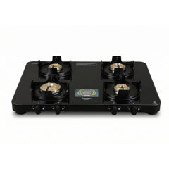 Prestige Edge PEBS 04 Manual Powder Coated with Aluminium Frame 4 Burners Gas Stove, Black, Prestige Svachh Triply Outer Lid Pressure Cooker with Unique Deep Lid for Spillage Control, 5 Litre, Silver