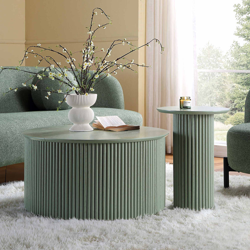 Velin Solidwood Round Coffee Table with Storage