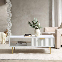 Velin Ridged Coffee Table with Drawer