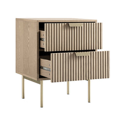 Velin Ridged 2 Drawer Bedside Table