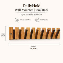 DailyHold Wall Mounted Hook Rack Hanger Rail for Coats & Bags