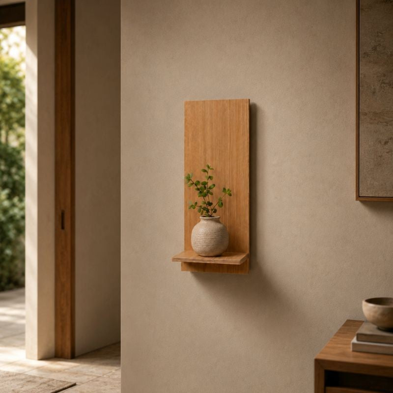 Modern Vertical Wooden Wall Shelf for Vase & Home Decor