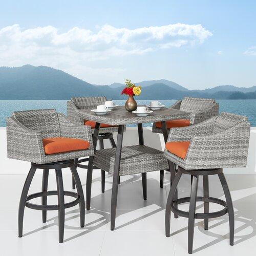Erminio Outdoor Patio Bar Sets 4 Chairs and 1 Table (Grey)