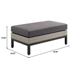 Modolo Outdoor Garden Balcony Sofa Set 2 Seater, 2 Single seater and Ottoman Set (Grey)