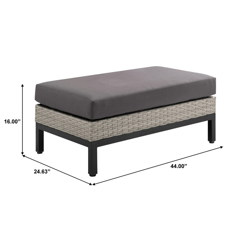 Modolo Outdoor Garden Balcony Sofa Set 2 Seater, 2 Single seater and Ottoman Set (Grey)