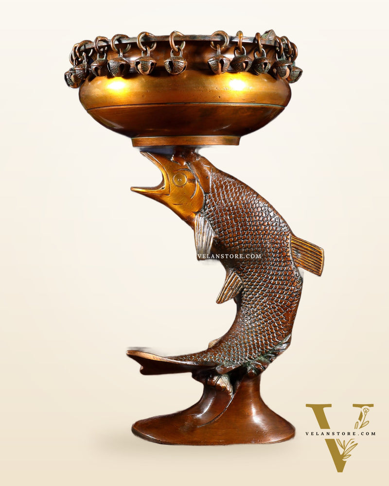 Designer Brass Jumping Dolphin Urli Bowl with Ghungroos | Unique Festive Decor & Gift