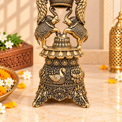 Brass Lightweight Peacock Samai/Lamp Pair