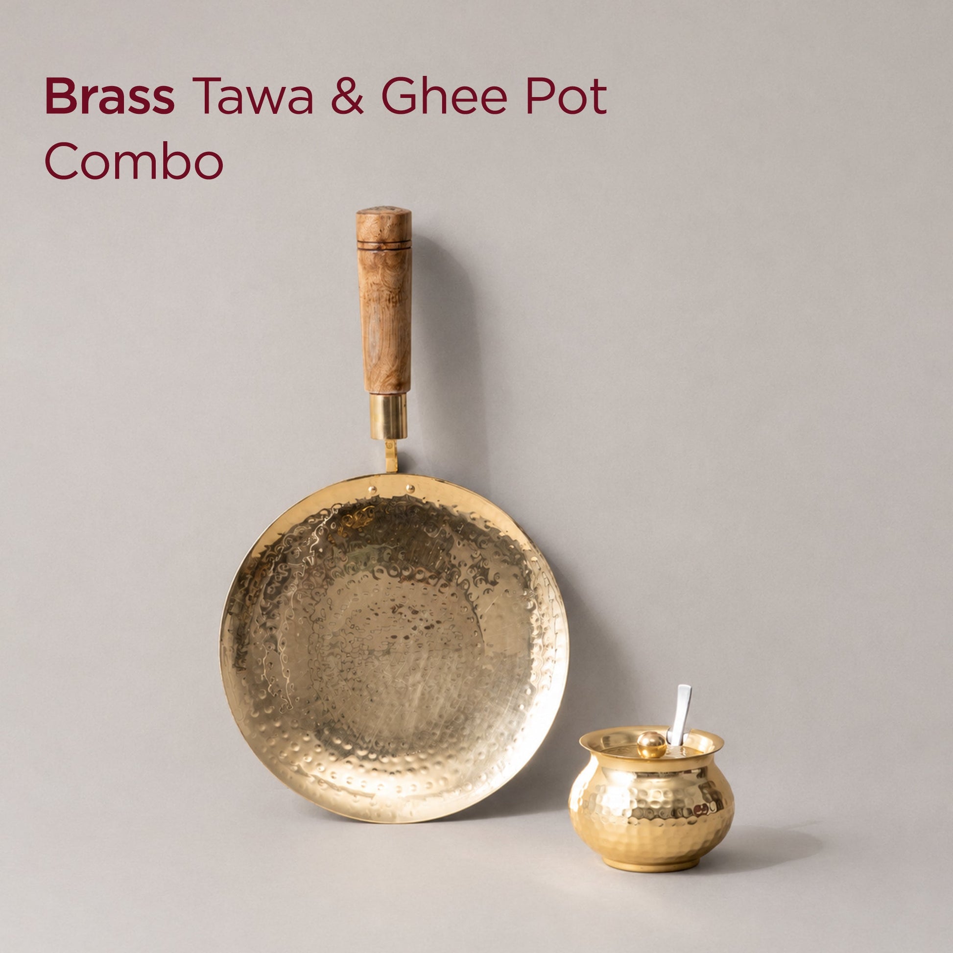 Brass Tawa & Ghee Pot Combo • 1 Unit Each (पीतल का तवा और घी पॉट)