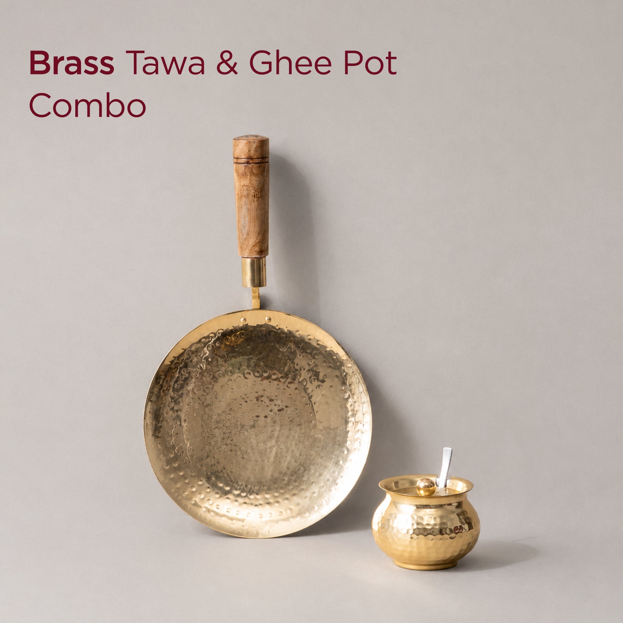 Brass Tawa & Ghee Pot Combo • 1 Unit Each (पीतल का तवा और घी पॉट)