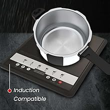 Ultra Triply Krono Pressure Cooker 5.5 Litre | Whistle Counter | Spillage Control | AISI 304 Food Grade Stainless Steel Cooker | 5 Years Warranty | 1.2 MM Lid Thickness | Induction Compatible