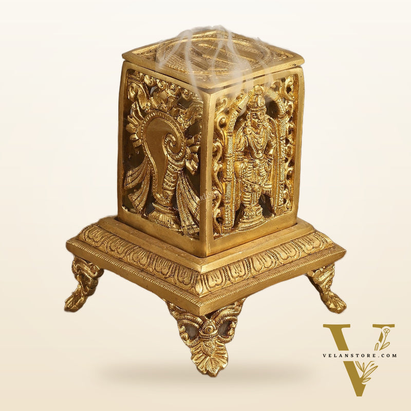 Dhoop Dhani with Shankh chakra namah design| T-Light Holder | 6.5x5x5 inch