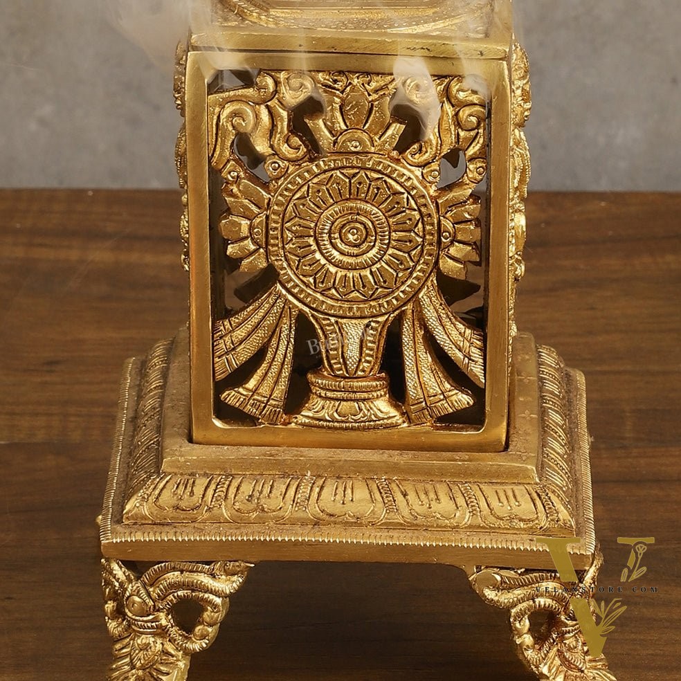 Dhoop Dhani with Shankh chakra namah design| T-Light Holder | 6.5x5x5 inch