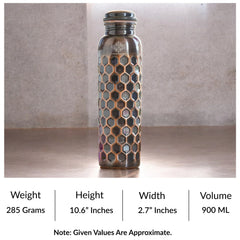 Antique Diamond Design Pure Copper Water Bottle -900ML
