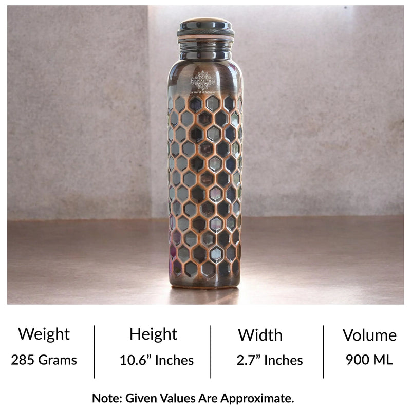 Antique Diamond Design Pure Copper Water Bottle -900ML