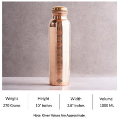 Pure Copper Water Bottle with Unique Artistic Designs – 900 ML