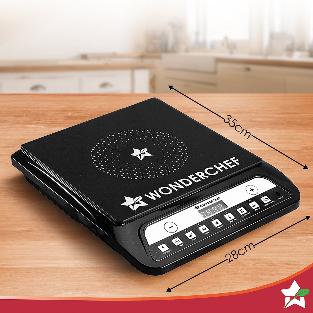 Wonderchef Power 1400W Induction Cooktop with 11 Preset Functions, Push Touch Control Button Induction Cooktop, 2 Years 