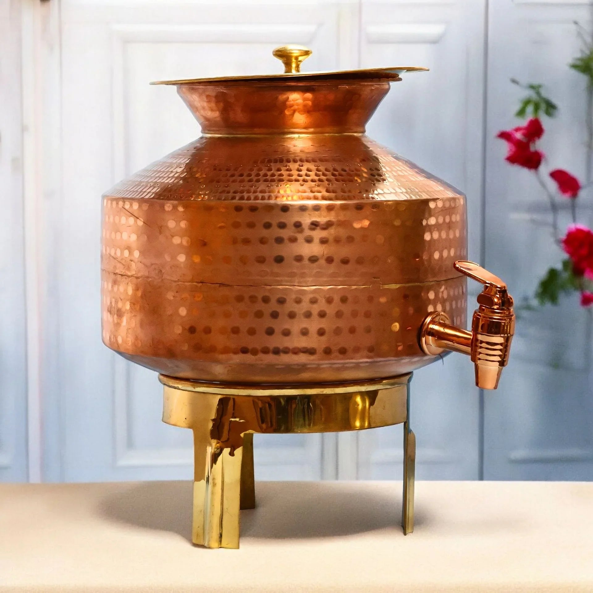 Handmade Pure Copper Water Dispenser With Stand