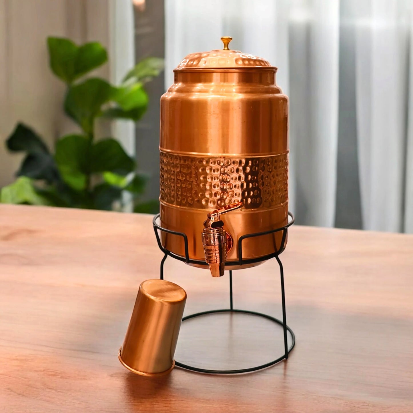 Pure Copper Water Dispenser set with Stand and Glass
