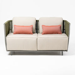 Klara Outdoor Garden Balcony Sofa Set 3 Seater,2 seater and Single Seater With 1 Table Set, Braid & Rope (Green + Beige)
