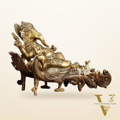 Divine 15 Inch Brass Ganapathi Idol on Peacock Throne - Handcrafted Masterpiece