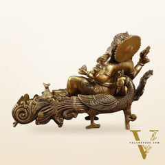 Divine 15 Inch Brass Ganapathi Idol on Peacock Throne - Handcrafted Masterpiece