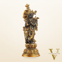 Divine 15-Inch Brass Krishna Idol