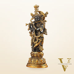 Divine 15-Inch Brass Krishna Idol