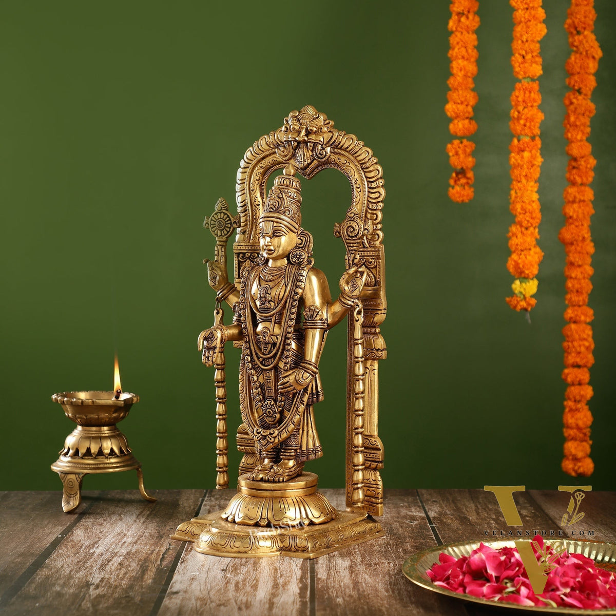 Divine 17-Inch Superfine Brass Tirupati Balaji Statue | Lord Venkateshwara