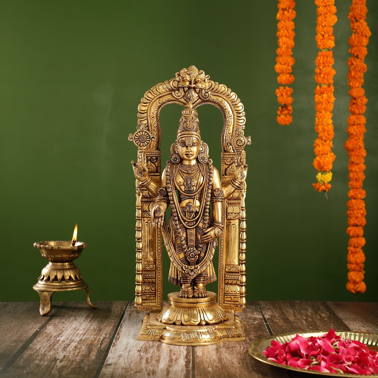 Divine 17-Inch Superfine Brass Tirupati Balaji Statue | Lord Venkateshwara
