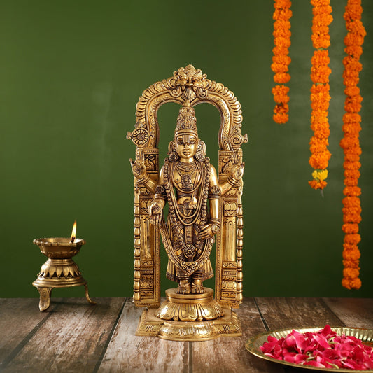 Divine 17-Inch Superfine Brass Tirupati Balaji Statue | Lord Venkateshwara