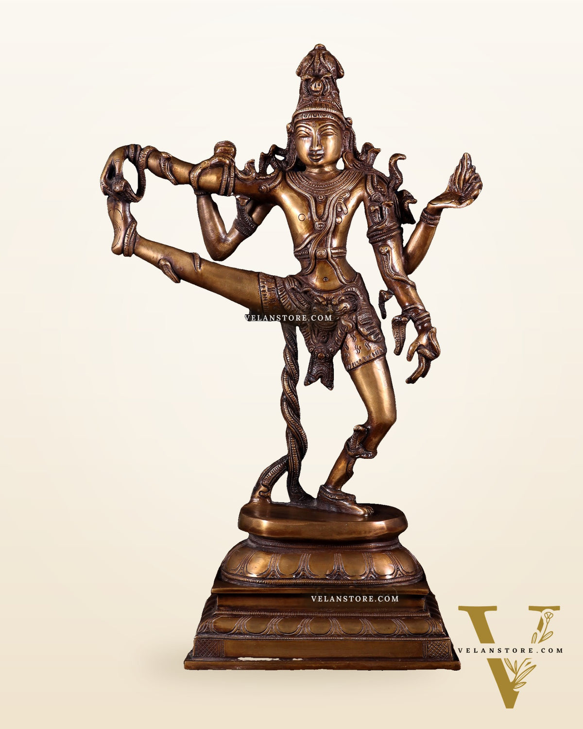 Divine 18-Inch Brass dancing shiva with right leg raised