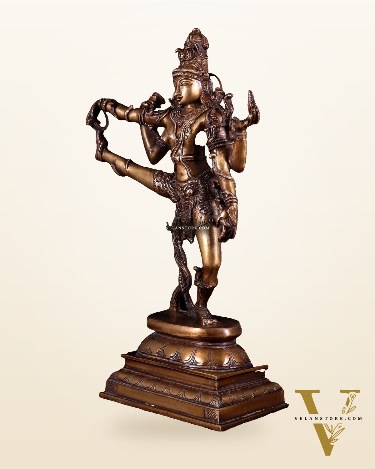 Divine 18-Inch Brass dancing shiva with right leg raised