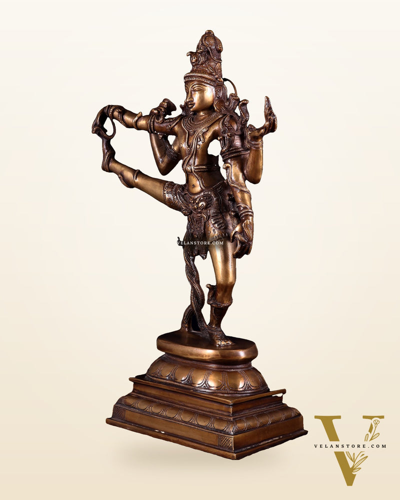 Divine 18-Inch Brass dancing shiva with right leg raised