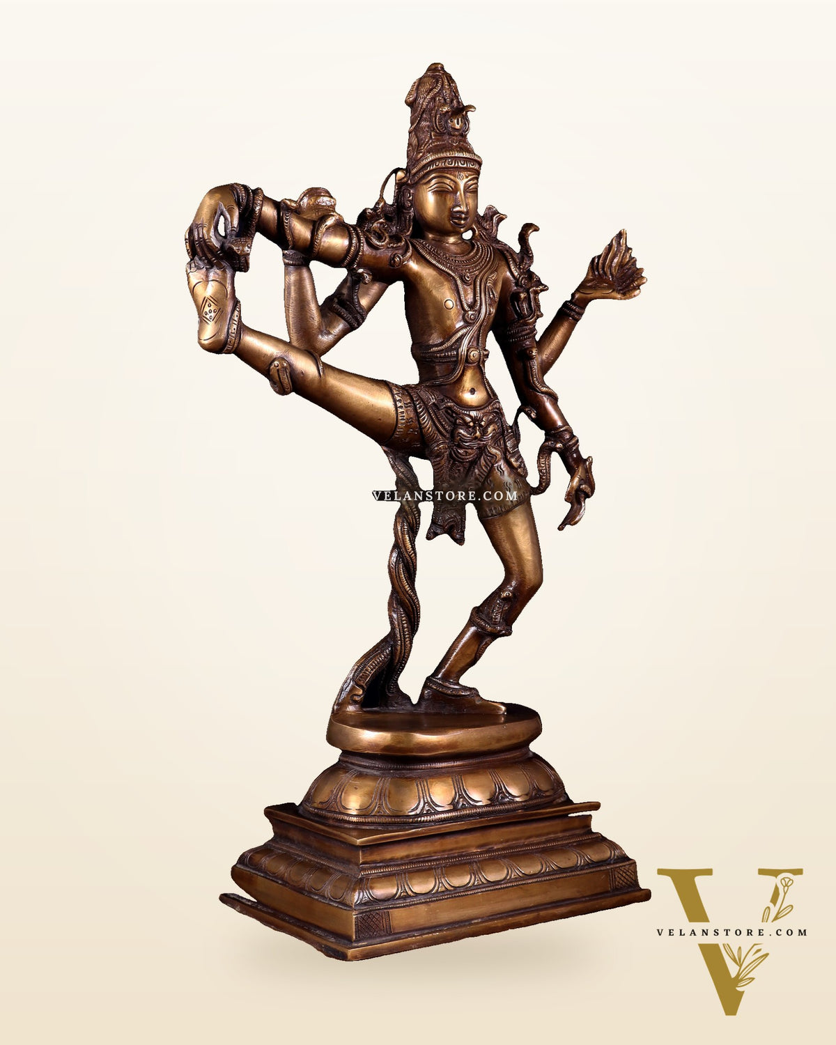Divine 18-Inch Brass dancing shiva with right leg raised