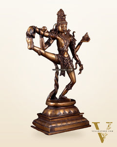 Divine 18-Inch Brass dancing shiva with right leg raised
