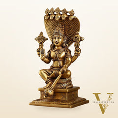 Divine 9 Inch Brass Lord Vishnu Seated with Sheshanaag Idol