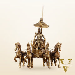 Divine 9.5 Inch Brass Geeta Updesh Krishna and Arjun Rath Idol