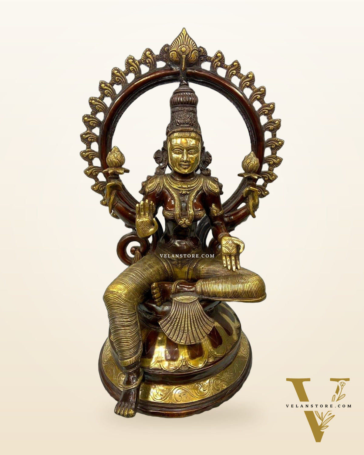 Divine Brass Ganesha and Lakshmi Statue Set 27"